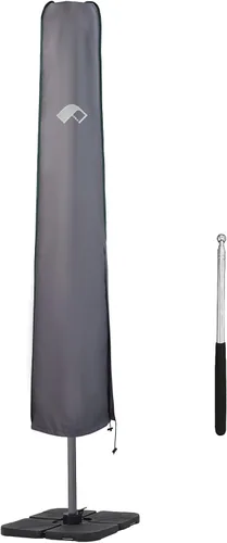 Vista 9 de PALON Funda para sombrilla de patio al aire libre, 420D, impermeable, con cremallera y cordón retráctil, anti-UV, resistente al viento, para Negro