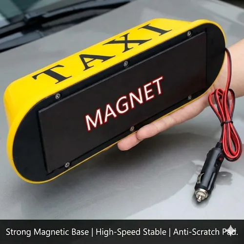 Vista 3 de BADASS SHARKS Luz LED de taxi para coche, luz de taxi para techo con base adhesiva, magnética, súper brillante, 12 V, 3 W, luz indicadora