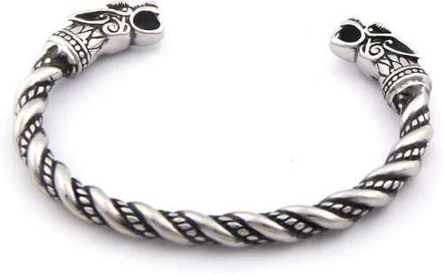 Vista 3 de BAVIPOWER Pulsera de acero inoxidable Viking Wolf Torc, Metal, n