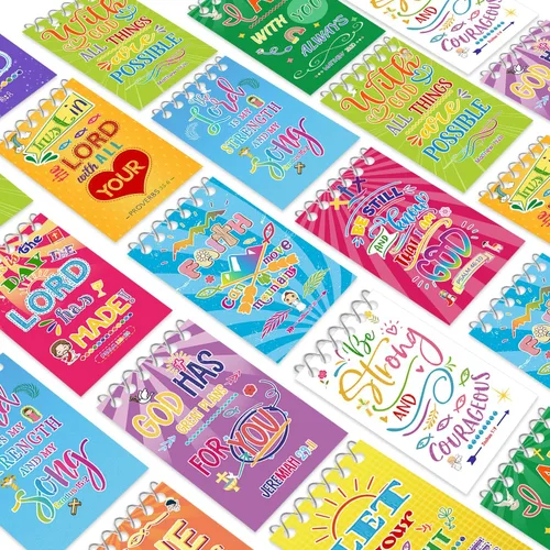 Vista 4 de Bloc de notas con versículo bíblico religioso, mini cuadernos cristianos de Jesús te amo, motivacionales, estilo multicolor, blocs de notas pequeñas