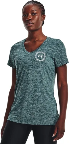 Vista 2 de Under Armour - Camiseta Tech Twist Lc Crestv para mujer, Turmalina Verde AzuladoÓpalo VerdeBlanco (716)