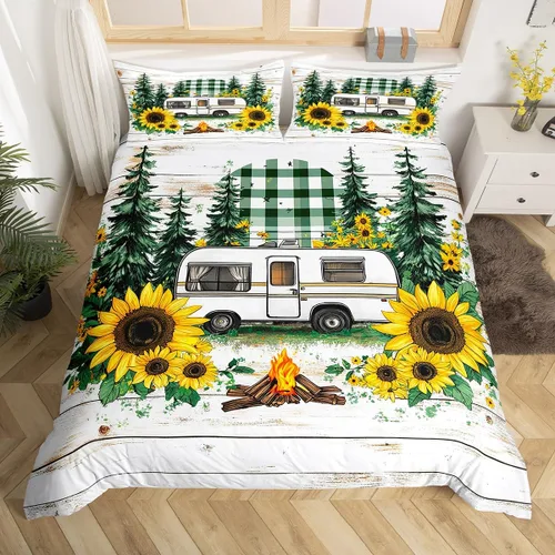 Vista 19 de Erosebridal Camper Bedding - Juego de ropa de cama de 2 piezas, estilo rústico de granja, juego de ropa de cama de campamento para adolescentes
