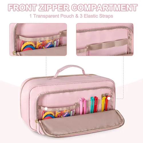Vista 10 de Fasrom Bolsa de viaje para herramientas capilares compatible con Shark Rosa