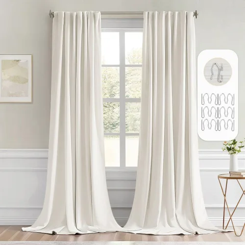 Vista 98 de MIULEE Cortinas opacas con pestaña trasera de 63 pulgadas de largo, juego de 2 paneles para sala de estar, dormitorio, privacidad, bolsillo