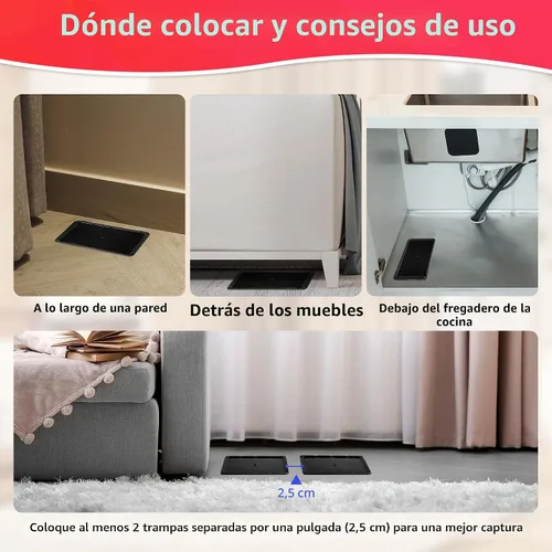 Vista 6 de LULUCATCH, trampas para ratones, 6 unidades de trampas grandes de pegamento para interiores para el hogar, tablas de pegamento a granel pre-cebadas