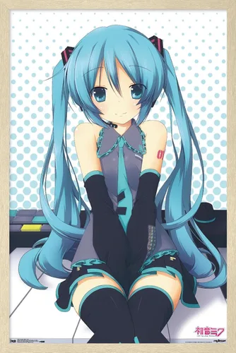 Vista 11 de Trends International Hatsune Miku - Póster de pared de llaves, 14.725 x 22.375 pulgadas, versión enmarcada de madera de granero