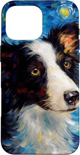 Vista 19 de iPhone 16 Border Collie Starry Night Van Gogh Border Collie Case