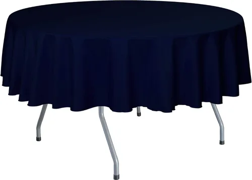 Vista 15 de Ultimate Textile Mantel redondo de lino de poliéster de 84 pulgadas, color azul marino