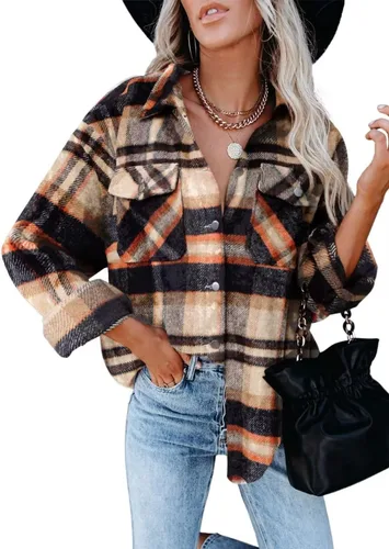 Vista 163 de ZOLUCKY Chaqueta de manga larga con botones para mujer, talla grande, blusas