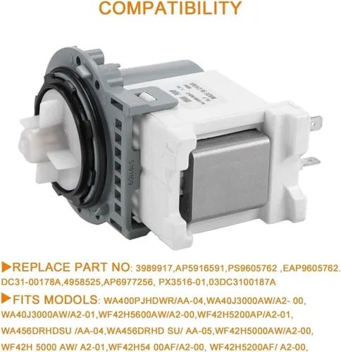 Vista 2 de Dc31-00178A Dc31-00187A Px3516-01 Washer Drain Pump,Compatible For Samsung,Washing Machine-Replaces Dc31-00178D B35-3A,Rapid Drainage