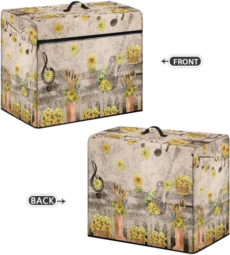 Vista 3 de Funda para máquina de coser de girasoles de otoño con prácticos bolsillos, cubierta protectora duradera acolchada contra el polvo, accesorios