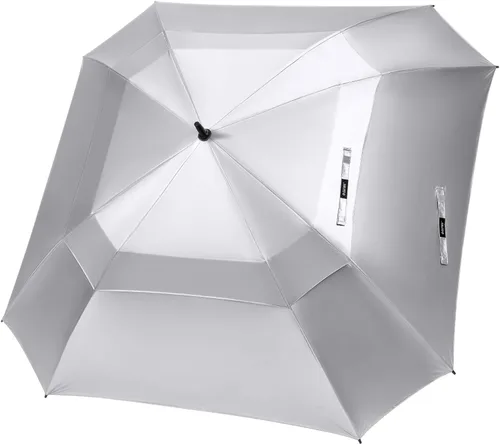 Vista 17 de G4Free Paraguas de golf extra grande de 62/68 pulgadas, cuadrado, ventilado, resistente al viento, apertura automática, doble toldo de gran