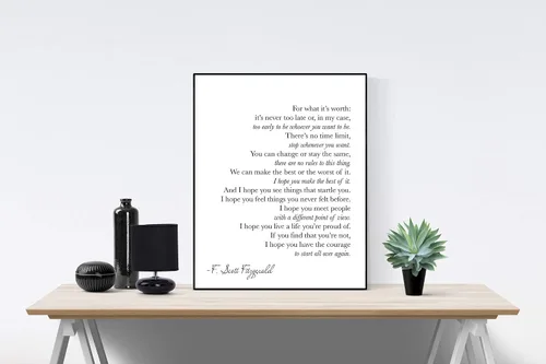 Vista 6 de Por lo que vale Cita de F. Scott Fitzgerald Impresión artística (8x10)
