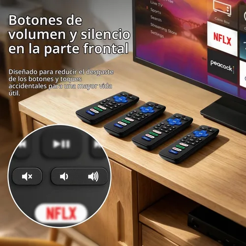 Vista 7 de Paquete de 4 controles remotos de repuesto para Roku TV, control remoto