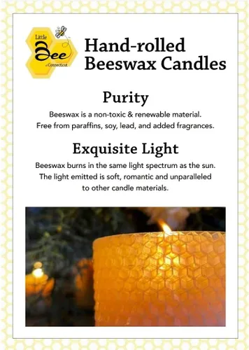 Vista 4 de Little Bee of Connecticut - Vela cónica de cera de abeja enrollada a mano