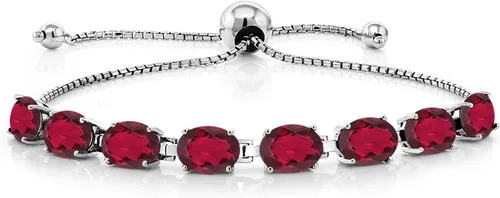 Vista 26 de Gem Stone King Pulsera de plata de ley 925 con piedra natal ovalada de 0.276 x 0.197 in para mujer, totalmente ajustable hasta 9 pulgadas