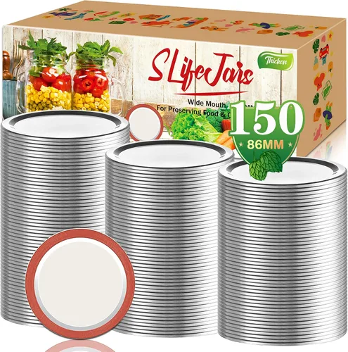 Vista 9 de SLifeJars Tapas y anillos para conservas de boca regular, 240 tapas y anillos para tarros Mason de 2.756 in y anillos para enlatado de boca regular
