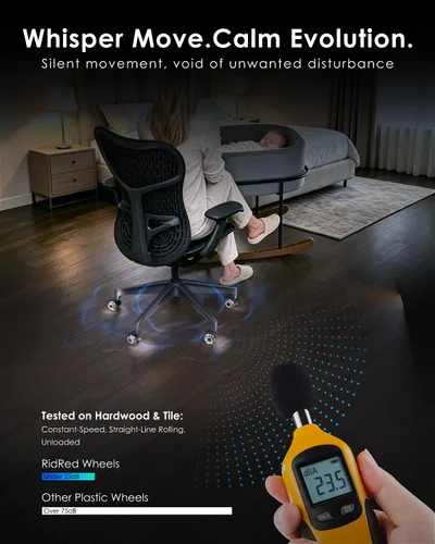 Vista 5 de RidRed Ruedas para silla de oficina, ruedas suaves y silenciosas, soporte resistente de 700 libras, diseño de doble rueda de 700 libras, repuesto