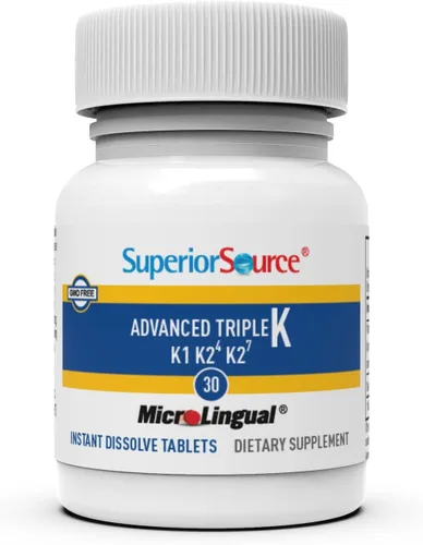 Vista 8 de Superior Source Triple K, fórmula 3 en 1, MK-4 500 mcg, MK-7 50 mcg, K1 500 mcg, tabletas microlignuales de disolución rápida, 30 unidades, huesos