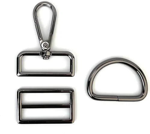 Vista 7 de 15 piezas de herrajes para bolso, ganchos giratorios de servicio pesado con anillos en D para bolso y hebillas deslizantes de tres guías
