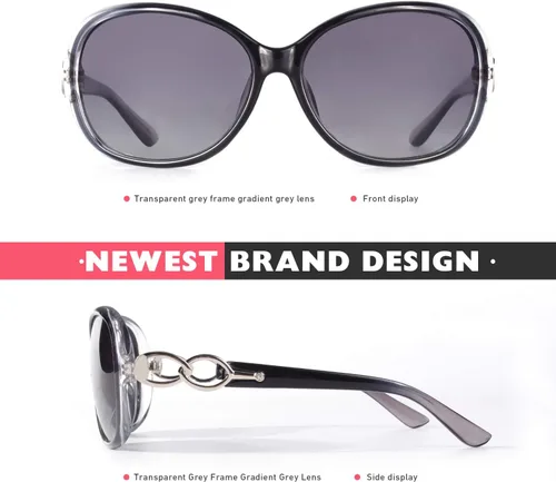 Vista 3 de CGID Gafas de sol de gran tamaño de moda para mujer con marco retro polarizado UV400 sombras degradado negro