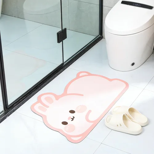 Vista 12 de Alfombra de baño con diseño de animales bonitos, antideslizante, súper absorbente, ultra fina, para ducha, bañera y fregadero, tapete de baño de Oso