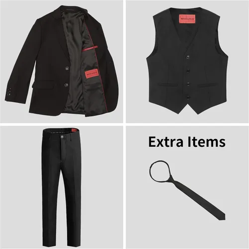 Vista 3 de Marvelous World - Conjunto de traje formal de corte entallado para niños, cintura ajustable