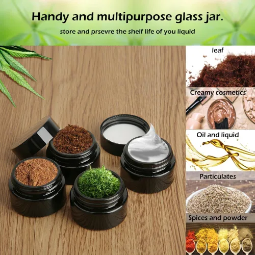 Vista 5 de 12 frascos de vidrio pequeños de protección UV de 0.18 oz con tapas, reutilizables, 0.2 fl oz, botella de vidrio negra para alimentos, mini