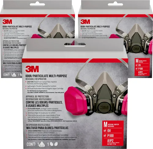 Vista 10 de 3M P100/OV Odor/Particulate Multi-Purpose Reusable Respirator 65021, NIOSH-APPROVED Organic Vapor Cartridge, Medium