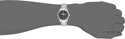 Vista 5 de Seiko 5 relojes automáticos de acero inoxidable con esfera negra SNZG13K1 Negro L