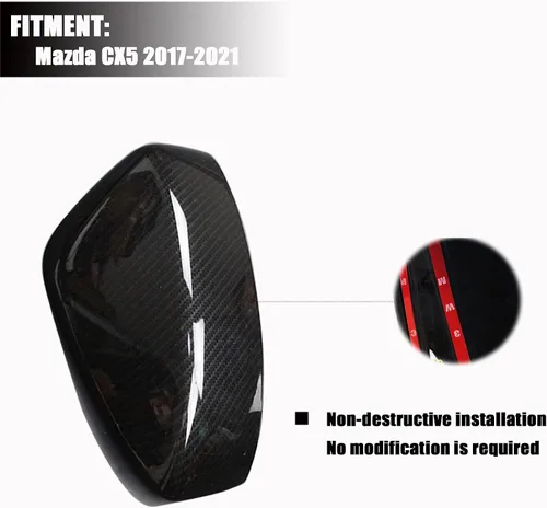 Vista 2 de 2 piezas de cubierta de espejo retrovisor lateral estilo fibra de carbono compatible con Mazd a CX5 CX-5 2017 2018 2019 2020 2021