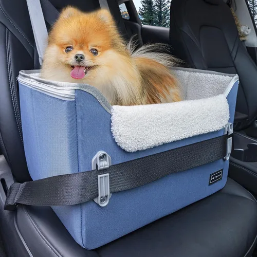 Vista 18 de PETSFIT - Asiento de automóvil impermeable, piel sintética, perros pequeños, hebillas seguras patentadas, correa de clip, cama transportadora