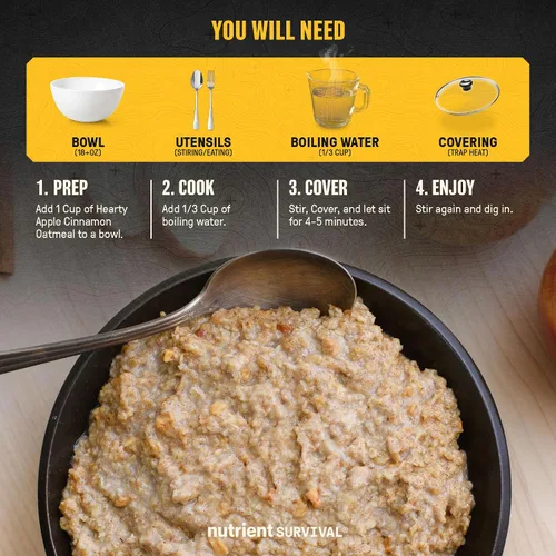 Vista 5 de Harina de avena instantánea con alto contenido de proteínas, manzana y canela, suministros de preparación liofilizados y suministro de alimentos
