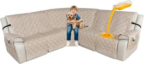 Vista 9 de ALIECOM Fundas de sofá modular reclinable en forma de L, 100% impermeables, fundas para sofá seccional, fundas lavables con estampado, protector