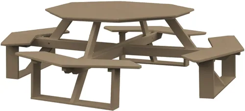 Vista 7 de Amish-Made - Mesa de picnic octágono de poliéster azul Aruba de 54 pulgadas Azul (Aruba Blue)