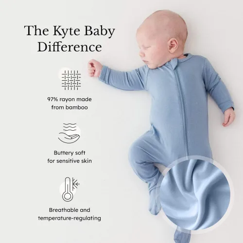 Vista 55 de KYTE BABY Pies unisex con cierre de cremallera, rayón hecho de bambú, 0-24 meses