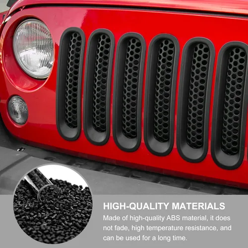 Vista 4 de JeCar para Jeep JK Insertos de Parrilla Delantera de Malla para Jeep Wrangler JK & Unlimited 2007-2018 (Negro Mate)