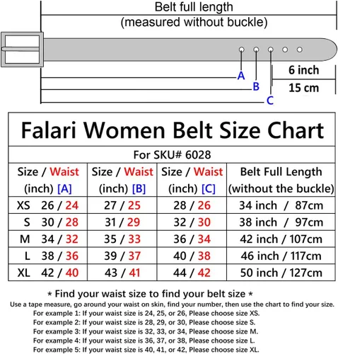 Vista 7 de Falari - Cinturón de cuero genuino para mujer con hebilla de una sola punta 6028-31
