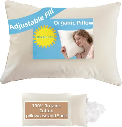 Vista 8 de Almohada orgánica con funda de almohada de dibujos animados - 16x22 Almohada para niños con funda de 100% algodón orgánico, almohada juvenil