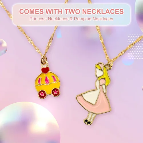 Vista 4 de HAMOPY Joyero musical para niñas con cajón y juego de joyas con princesa giratoria para regalo de cumpleaños, Navidad, caja de música de princesa