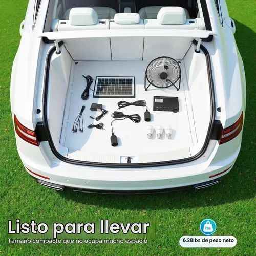 Vista 4 de Kit de ventilador solar y lámpara, DC de 12 voltios para exteriores, kit de panel solar multiusos para exteriores, ventilador portátil con 3