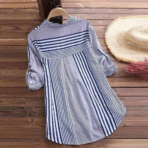 Vista 7 de Camiseta de lino para mujer, ajuste holgado, vintage, con lazo de encaje, cuello en V, bordada, cómoda, relajada, manga 34