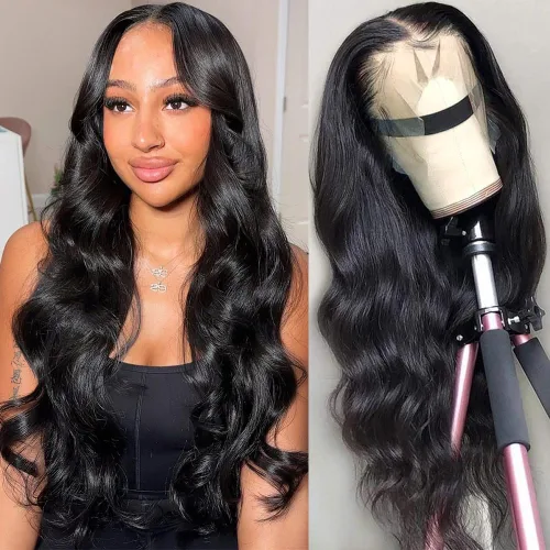 Vista 8 de Foreverlove - Pelucas de encaje frontal de onda corporal, de cabello humano virgen brasileño sin procesar, Remy, pre-arrancadas con cabello pequeño