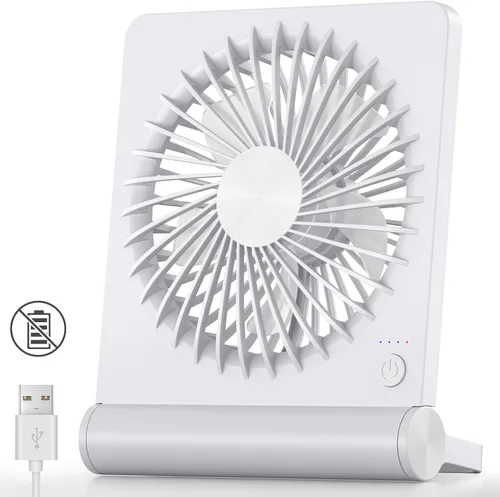 Vista 8 de Koonie - Ventilador de escritorio USB, viento fuerte, ultra silencioso, pequeño ventilador personal con inclinación plegable de 180° y 3 velocidades