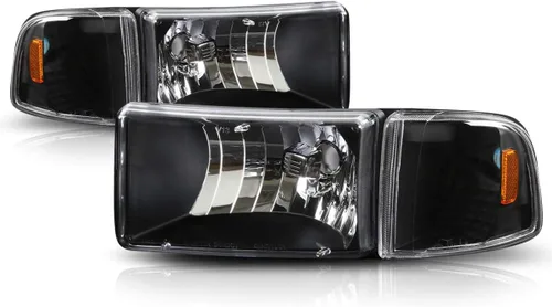 Vista 8 de PM PERFORMOTOR Faros delanteros LED DRL negros con par de luces LED de circulación diurna de repuesto compatibles con Ram 1500/94-02 Ram 2500 3500