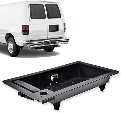 Vista 5 de CNNELL Manija de puerta de carga trasera y soporte de placa de matrícula compatible con Ford Van E150 E250 E350 1992-2007