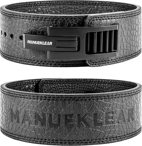 Vista 7 de MANUEKLEAR Cinturón de palanca para hombres y mujeres, cinturón de levantamiento de pesas de 10 mm con cierre de palanca rápido y hebilla ajustable