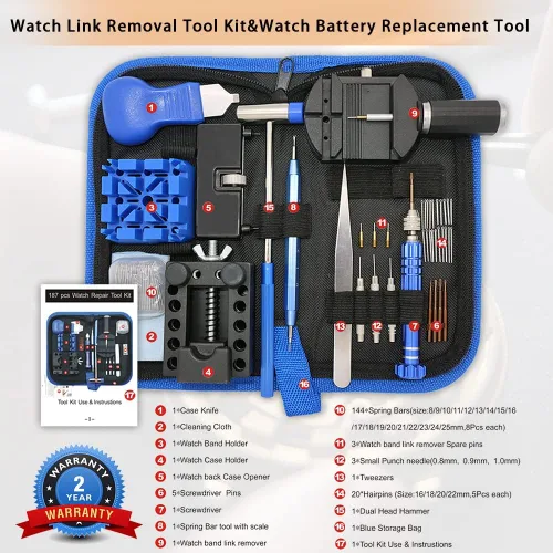 Vista 7 de Kit de reparación profesional de relojes, kit de repuesto de batería para GLDCAPA Watch, herramientas de reparación de relojes con funda