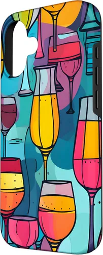 Vista 2 de Estuche de arte abstracto vibrante para copas de vino para iPhone 16