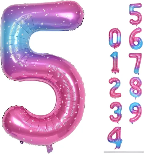 Vista 192 de Globo negro del número 0 para niñas y niños, 40 pulgadas, grande, número 0-9, de papel de aluminio, de Mylar para helio, juego de globos digitales